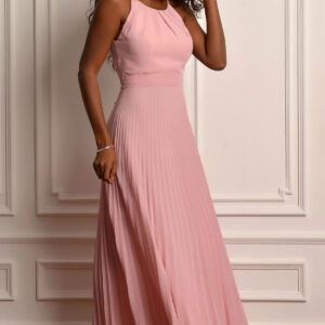 Vestido Feminino Manga Curta Maxi Flor de Lis